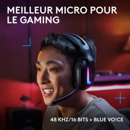 Logitech G Casque Gaming Sans Fil G522 LIGHTSPEED Noir - Son Surround DTS Headphone:X 2.0, Micro Détachable, Rétroéclairage RGB LIGHTSYNC, Autonomie 30h