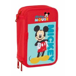 Pochette à crayons triple Mickey Mouse Rouge 12,5 x 19,5 x 5,5 cm 37 Pièces