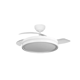 Ventilateur DC avec lumière LED intégrée, fonction été/hiver, blanc, 3 pales, 60W, 6980lm, 3500-4000-6500K, télécommande et minuterie 107d