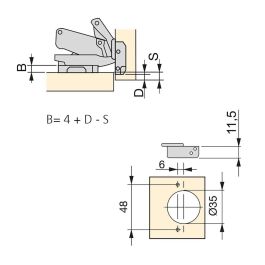 Emuca Lot de 10 charnières coudées X91 Ouverture à 165 degrés avec fermeture amortie et embases Euro, Hauteur 0, Acier, Nickelé