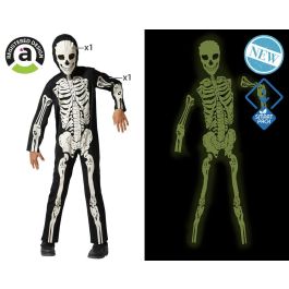 Costume Enfant Squelette Fluorescent avec Masque - Effet Luminescent - Taille 5-6 Ans - Noir Polyester - Thème Halloween