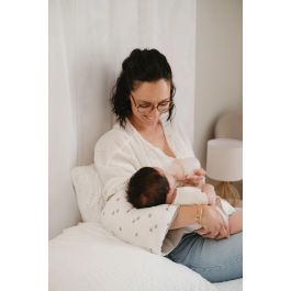 Tineo Brassard d'Allaitement - Soutien de Bras pour Bébé en Jersey de Coton Doux - Modèle Écru à Motif Hérissons