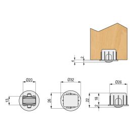 Q&Q Base Fixe Embutir Cassone A-2 Aro de Gomma Ø20 Noir