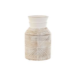 Vase Home ESPRIT Blanc Naturel Bois de manguier Colonial 15 x 15 x 38 cm