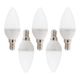 Pack 5 Ampoules LED E14 5W 500Lm 6000K 40000H HO-C37-E14-5W-RC-CW-PK5-AP