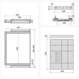 Emuca Kit tiroir organisateur et rack ajustable Quartz pour armoires, glissières extension totale et à fermeture douce, Module 70cm, Finition Titane