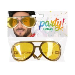 Lunettes dorées XXL style exagéré pour déguisement Elvis - Accessoire de fête adulte