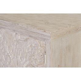 GINER Y COLOMER Buffet en bois de manguier massif, 2 portes et 1 étagère, finition blanc vieilli, 90 x 90 x 40 cm