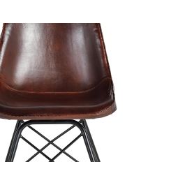 GINER Y COLOMER Chaise Style Industriel en Cuir Naturel et Métal - Dimensions (HxLxP) : 83 x 45 x 54 cm - Brun et Noir