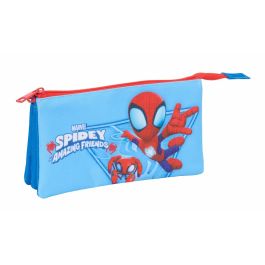 Trousse Fourre-Tout Triple Spidey Bleu 22 x 12 x 3 cm
