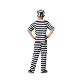 Déguisement Prisonnier pour Enfant - Costume Camisote et Pantalon avec Bonnet - Taille 3-4 Ans - Idéal Carnaval
