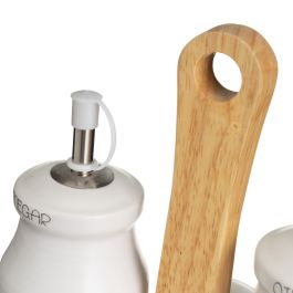 Ensemble salière et poivrier BERRIES Blanc Rouge Vert Bois Grès 210 ml 21 x 8,5 x 18 cm 4 Pièces