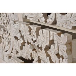 GINER Y COLOMER - Buffet en bois de manguier massif et métal avec 4 portes, 3 tiroirs, finition blanc vieilli - 80 x 190 x 38 cm