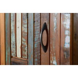 GINER Y COLOMER Vitrina Buffet en Bois de Mango Recyclé avec Pieds en Métal Multicolore 3 Portes 1 Tiroir 140x90x38 cm