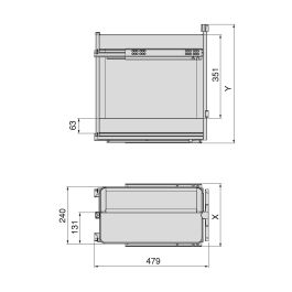 Emuca Chariot extractible avec paniers et panier à pain Harmony avec fermeture à amortie, Module largeur 300mm hauteur 700mm, Acier et Bois, Gris anthracite