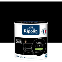 Ripolin - Peinture Meubles & Objets - 0.5L - Noir Houvert - Satiné - Sans sous-couche - Intérieur/Extérieur
