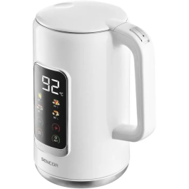 Sencor SWK 0950WH Bouilloire électrique 1.7 L 2200 W, réglage température 40-100°C, écran LED tactile, double paroi inox/plastique, triple sécurité et maintien au chaud