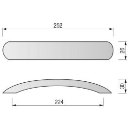 HERRAJES ALK Tirador Heracle Cromo Aluminio Distancia 128mm Longitud 155mm 224