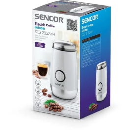 Sencor SCG 2052WH - Moulin à café électrique 150W pour grains, noix et épices - Réservoir 60g - 85 dB - 116x116x176 mm