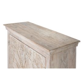 GINER Y COLOMER Buffet 2 portes en bois de manguier, fabrication artisanale, finition sable avec moulure et poignées noires, 1 bulto