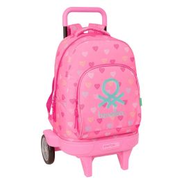 Cartable à roulettes Benetton Heart Rose 33 x 45 x 22 cm