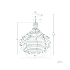 Ibb Lampe Suspendue "Ibb" SKD-P80023 avec Câble de Longueur Ajustable, Design Unique pour Intérieurs