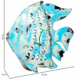 Bougeoir Alexandra House Living Bleu Bois de manguier 8 x 46 x 62 cm Poisson