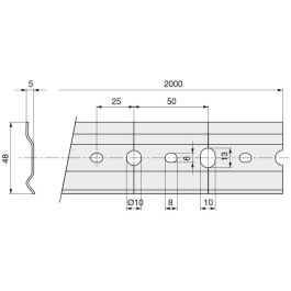 HERRAJES ALK Plaque de suspension pour meuble de cuisine H48 L2000 Galvanisé