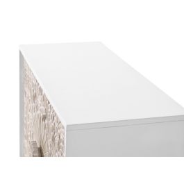 GINER Y COLOMER Buffet console 2 portes en bois de manguier massif blanc lave et détails dorés - Artisanal (77x90x35 cm)