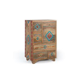 GINER Y COLOMER Table de chevet en bois de manguier multicolore avec 7 tiroirs et détails peints à main - 66 cm H Precio: 299.988. SKU: B19VE4SLZH