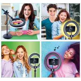 Canal Toys Studio Vidéo 2 en 1 avec Anneau Lumineux LED Multicolor, Support Double Fonction, Fond Vert XL Studio Creator INF027