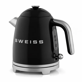 Sweiss KTS9 Bouilloire électrique vintage 1000 W 1 L inox Noir, socle rotatif 360°