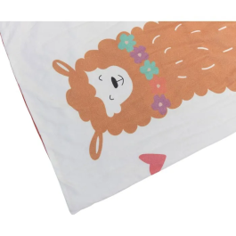 Tineo - Tapis de jeu nomade bébé 100 x 100 cm en jersey de coton, motif alpagas coloré, avec poignée de transport intégrée