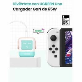 Ugreen RG 65W 3-Port GaN Chargeur Rapide pour Ordinateur Portable, Tablette, Téléphone - Rose et Bleu