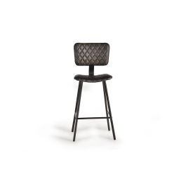 GINER Y COLOMER - Tabouret de bar - Lot de 2 tabourets en cuir véritable et métal, structure métallique, cuir gris anthracite - H112 x L45 x P46 cm Precio: 455.988. SKU: B166JN6HAL