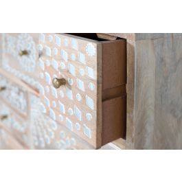 GINER Y COLOMER - Commode 10 tiroirs en bois de manguier naturel avec fronts de tiroirs peints à la main en blanc - Meuble de rangement