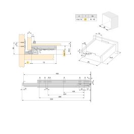 Emuca Jeu de coulisses invisibles pour tiroir Silver, à sortie totale, avec fermeture amortie et loqueteau, profondeur 490mm, Acier, zingué