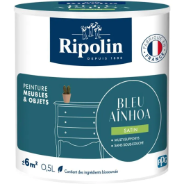 Ripolin - Peinture Meuble & Objet Satiné - Bleu Ainoha - 0,5 L - Sans sous-couche - Intérieur et extérieur Precio: 42.036. SKU: B172VKC4EE