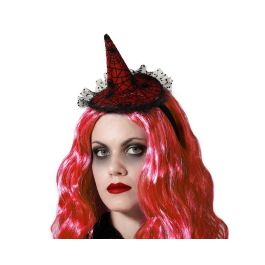 Sombrero de sorcière rouge avec filet et noeud pour fêtes à thème, Halloween Precio: 10.5. SKU: B12K8NVPRF