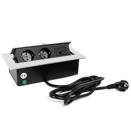 HERRAJES ALK Regleta Enchufes Basculante Konex R9006, 2 Schuko + 2 USB (Type-A, Type-C), Aluminium Anodisé Argent Mat
