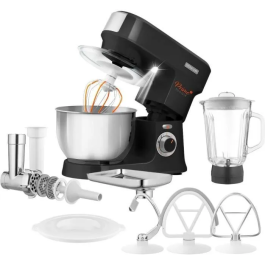 Robot pâtissier Sencor STM 3761BK, 1000 W, bol inox 4,5 L, 6 vitesses avec fonction Pulse, accessoires pour pétrir, fouetter et hacher