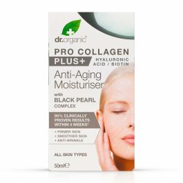Dr. Organic Crème Anti-âge PRO COLLAGEN+ Perle Noire Hydratante avec Acide Hyaluronique et Biotine, 50 ml