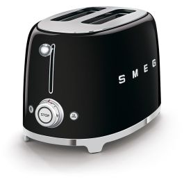 SMEG Toaster 2-Schlitz kompakt 50s Style TSF01BLEU, Schwarz, Hochglanz
