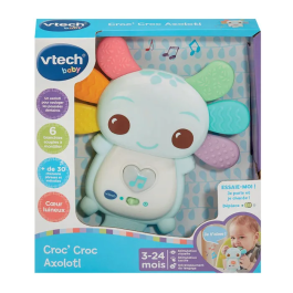 VTech Baby Croc Croc Axolotl Bleu - Anneau de dentition musical et éveil, jouet bébé 3-24 mois