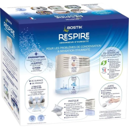 Bostik BOS1690994412360 Absorbeur d'humidité Respira Jusqu'à 25 m², 2 recharges sans parfum, 2 x 250 g