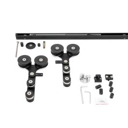 HERRAJES ALK Kit Quincaillerie pour Porte en Verre Venus 22 Chrome et Noir, pour Verre de 8-12mm