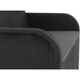 ALLIBERT by KETER Sanremo - Sofa de jardin 2 places en résine tressée aspect rotin, gris graphite, avec coussins - 113 x 63 x 74 cm