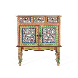 GINER Y COLOMER GC-Artisan Buffet d'Entrée en Bois de Mango avec Décoration Florale Peinte à Main - 3 Tiroirs et 2 Portes - 22x83x40 cm Precio: 959.988. SKU: B1ED4S3G6B