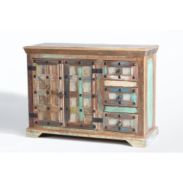 GINER Y COLOMER - Buffet armoire en bois recyclé avec portes et tiroirs, finition multicolore - 80x110x40 cm Precio: 791.988. SKU: B1CCAKMA8D