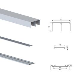 Emuca Kit de ferrures pour Placard 90 2 portes coulissantes et armoire à fermeture souple, profilé Vall, épaisseur 19mm, panneaux non inclus, anodisé mat